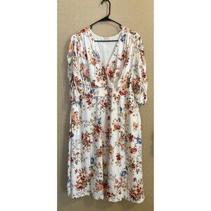 Kiyonna 2x top wrap midi dress floral cottagecore fit and flare